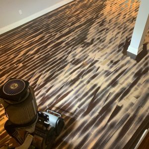 image of Dustless hardwood sanding floor project renovation